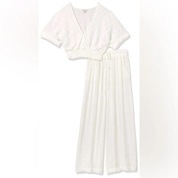 NWT Habitual Kids Faye Metallic Stripe Top & Wide-Leg Pants Swim Cover-Up Set 6X - Picture 2 of 11